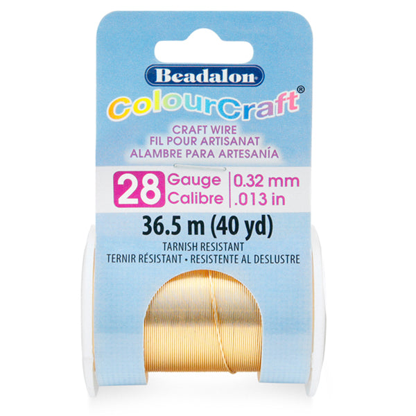 ColourCraft Wire, 28 Gauge 0.013 in / 0.32 mm, Brass Light, 36.5 m / 40 yd spool