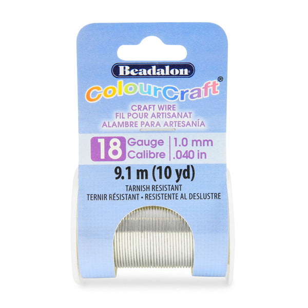 ColourCraft Wire, 18 Gauge 0.040 in / 1.02 mm, Silver Color, 9.1 m / 10 yd spool