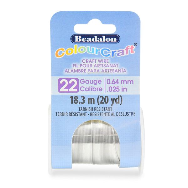 ColourCraft Wire, 22 Gauge 0.025 in / 0.64 mm, Silver Color,18.2 m / 20 yd spool