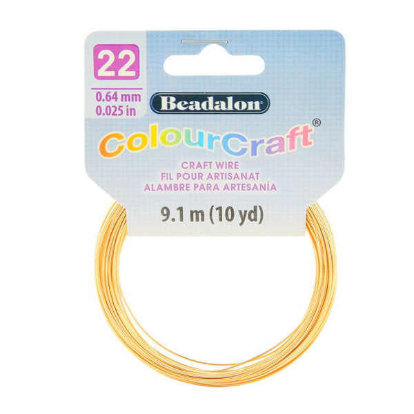 ColourCraft Wire, 22 Gauge 0.025 in / 0.64 mm, Gold Color Silver Plated Tarnish Resistant, 9.1 m / 10 yd coil