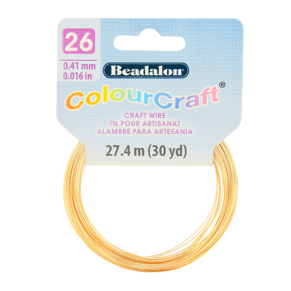 ColourCraft Wire, 26 Gauge 0.016 in / 0.41 mm, Gold Color Silver Plated Tarnish Resistant, 27.4 m / 30 yd coil
