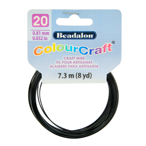 ColourCraft Wire, 20 Gauge 0.032 in / 0.81 mm, Black, 7.3 m / 8 yd coil