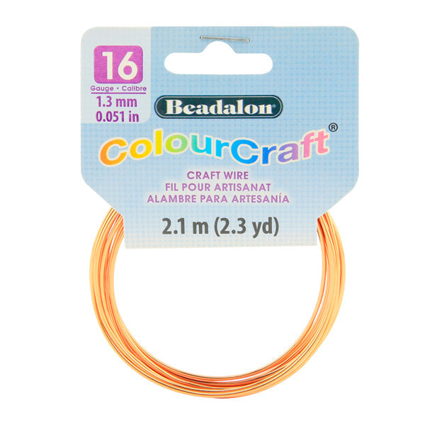 ColourCraft Wire, 16 Gauge 0.051 in / 1.30 mm, Copper, 2.1 m / 2.3 yd coil