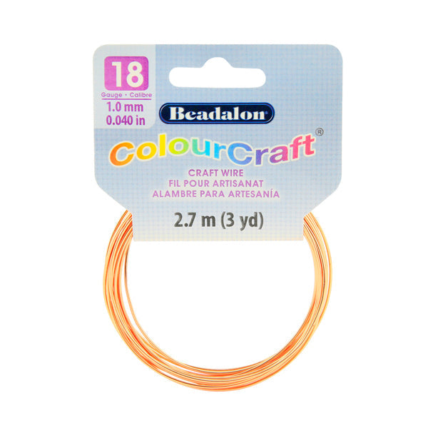 ColourCraft Wire, 18 Gauge 0.040 in / 1.02 mm, Copper, 2.7 m / 3 yd coil