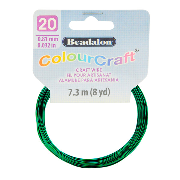 ColourCraft Wire, 20 Gauge 0.032 in / 0.81 mm, Dark Green, 7.3 m / 8 yd coil