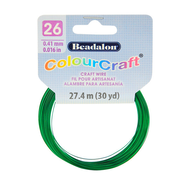 ColourCraft Wire, 26 Gauge 0.016 in / 0.41 mm, Dark Green, 27.4 m / 30 yd coil