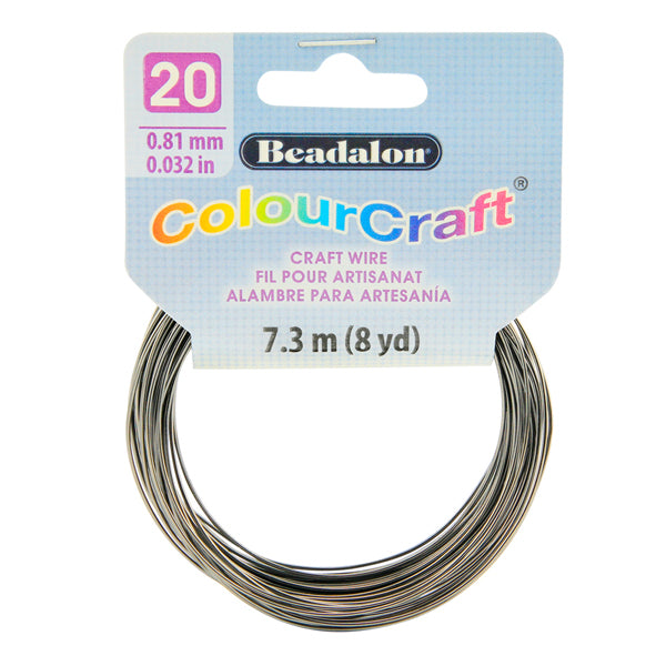 ColourCraft Wire, 20 Gauge 0.032 in / 0.81 mm, Graphite, 7.3 m / 8 yd coil