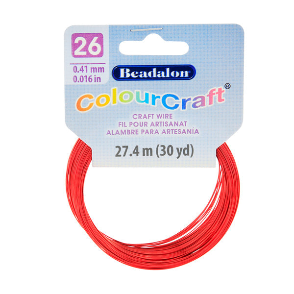 ColourCraft Wire, 26 Gauge 0.016 in / 0.41 mm, Red, 27.4 m / 30 yd coil