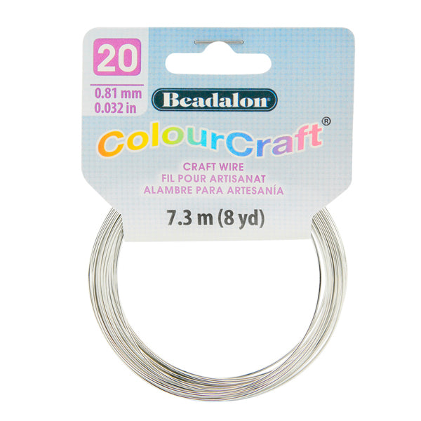 ColourCraft Wire, 20 Gauge 0.032 in / 0.81 mm, Silver Color, 7.3 m / 8 yd coil