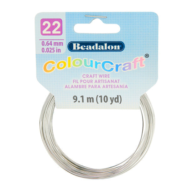 ColourCraft Wire, 22 Gauge 0.025 in / 0.64 mm, Silver Color, 9.1 m / 10 yd coil