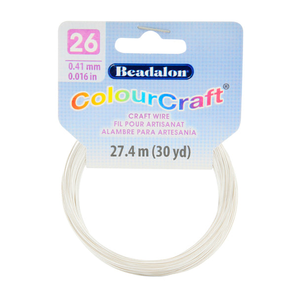 ColourCraft Wire, 26 Gauge 0.017 in, 0.40 mm, Silver Matte Color Silver Plated Tarnish Resistant, 27.4 m / 30 yd coil