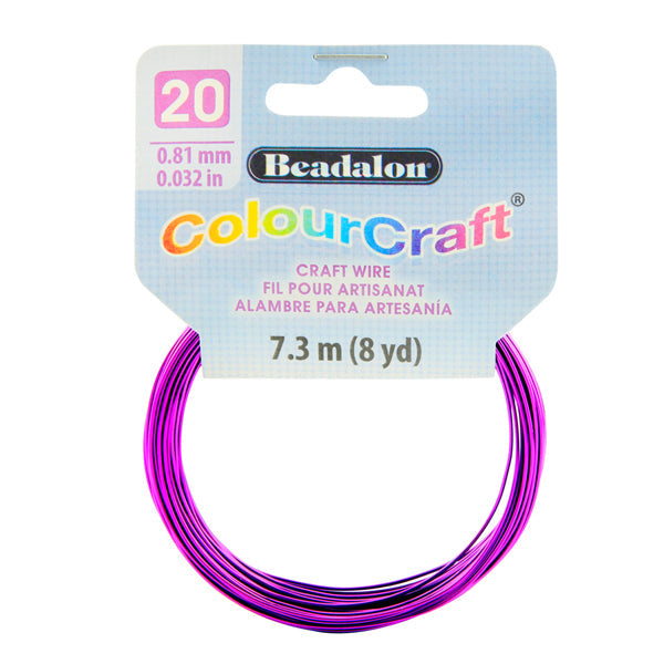 ColourCraft Wire, 20 Gauge 0.032 in / 0.81 mm, Grape Silver Plated Tarnish Resistant, 7.3 m / 8 yd coil