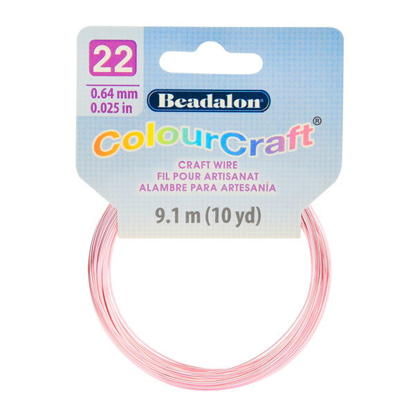 ColourCraft Wire, 22 Gauge 0.025 in / 0.64 mm, Pink Silver Plated Tarnish Resistant, 9.1 m / 10 yd coil