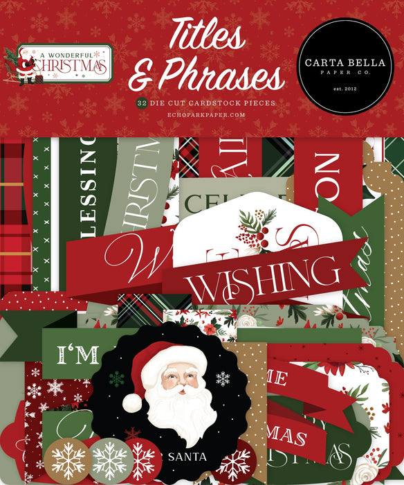 Carta Bella Cardstock Ephemera-Titles, A Wonderful Christmas