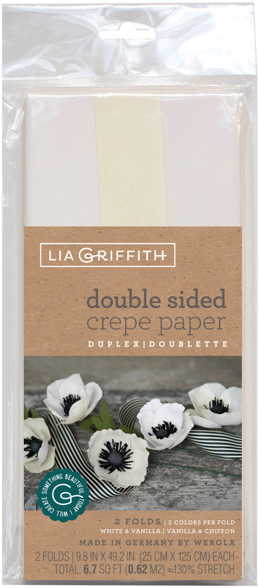 Lia Griffith Double-Sided Extra Fine Crepe Paper 2/Pkg-White/Vanilla & Vanilla/Chiffon