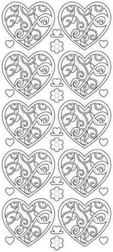 JEJE Peel-Off Stickers - Small ornaments hearts - Silver