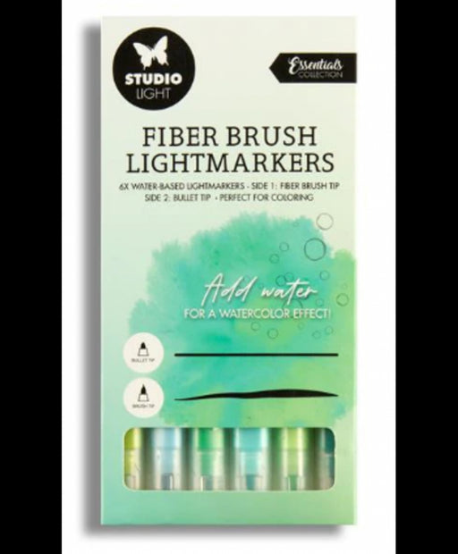 Studio Light Fiber Brush Light Markers Green Colors 6 PC