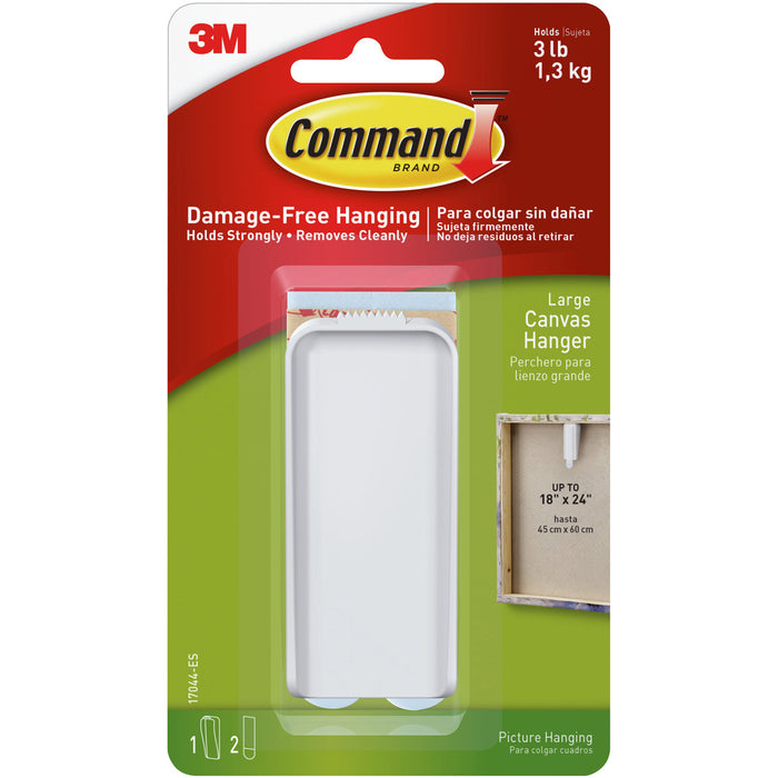 Command Large Canvas Hanger 1/Pkg-1 White Hanger & 2 Strips