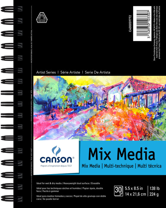 Canson Mix Media Pad 5.5"X8.5"-30 Sheets