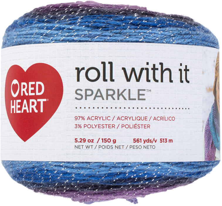 Red Heart Roll With It Sparkle Yarn-Amethyst