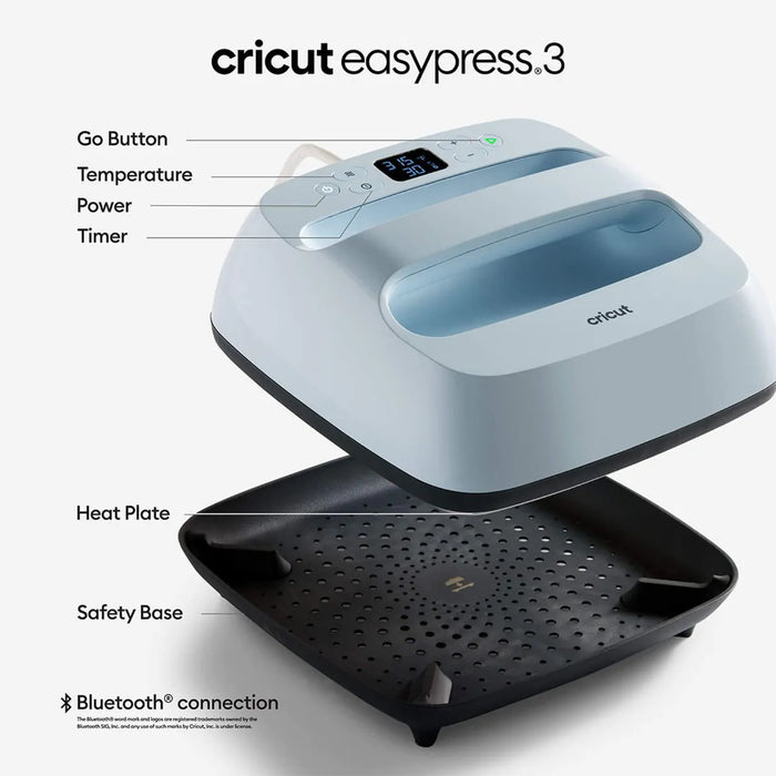 Cricut EasyPress V3 (9in x 9in) Zen Blue - Doodles Bundle Deal