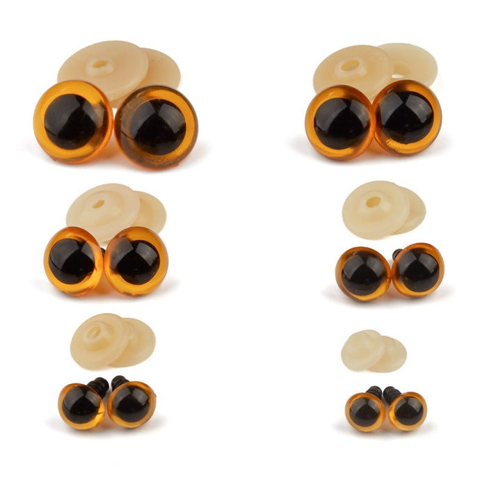 Doodles - Teddy Bear Safety Eyes - Burnt Orange Crystal - 18mm - 5 pairs