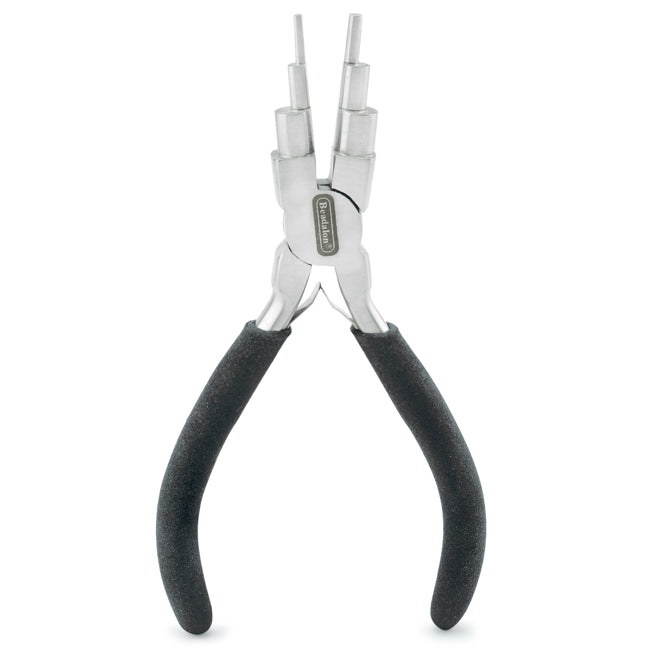 Stepped Bail-Making Pliers, makes 6 different loop sizes: 9 mm / 0.35 in, 8 mm / 0.31 in, 6 mm / 0.23 in, 5 mm / 0.2 in, 3 mm / 0.12 / 2 mm / 0.08 in