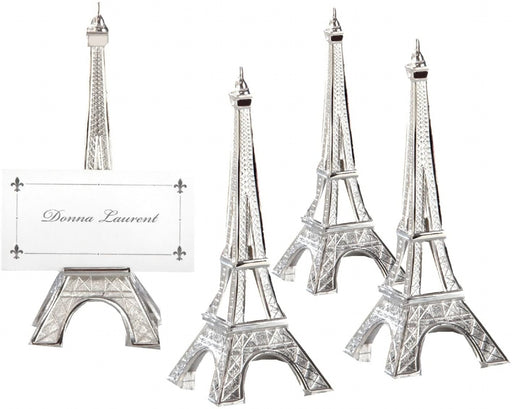 Kate Aspen - "Evening in Paris" Eiffel Tower Silver Finish Place Card Holder - Set of 4