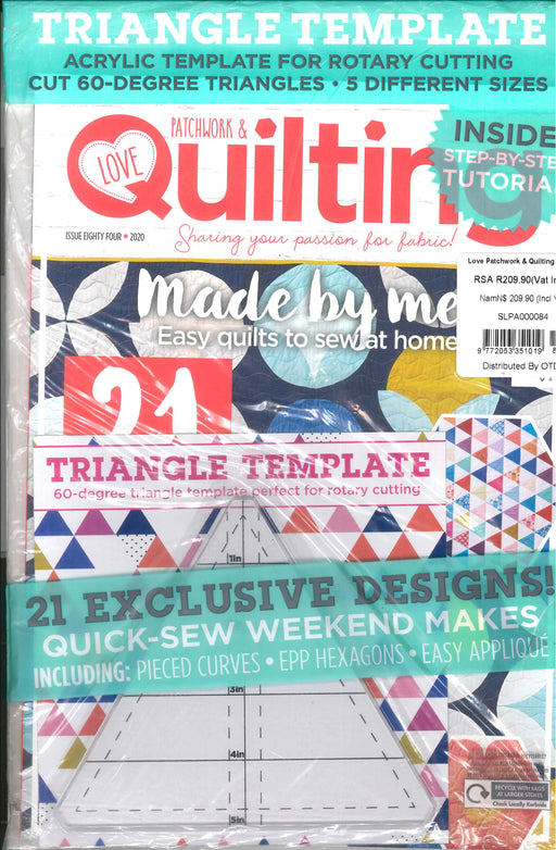 Love Patchwork & Quilting Magazine - Issue 84, 2020 - Free Triangle Tool - Doodles Bargain