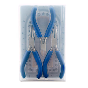 Travel Tool Kit, Chain Nose Pliers, Round Nose Pliers, Cutter and Mini Bead Board, with Plastic Case