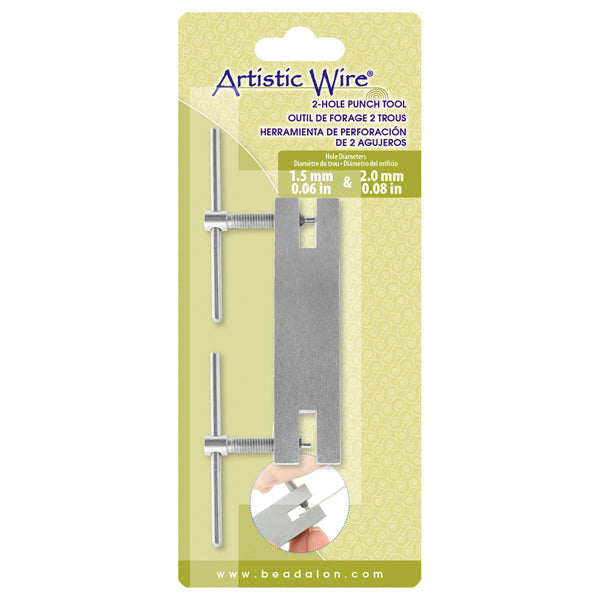 Artistic Wire 2 Hole Leather/Metal Twist Punch, 1.5 mm / 0.06 in and 2.0 mm / 0.79 in holes