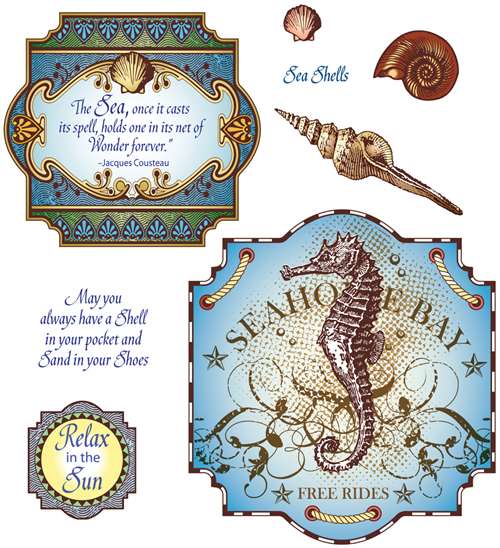 JustRite Papercraft - Cling Stamps 5.5"x8.5" - Sea Shell Bay