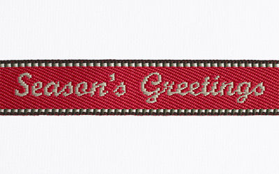 Jacquard Woven Ribbon - Seasons Greetings – Red / Choc / Olive / Stone / Lt.Cream (20mm x 1m)