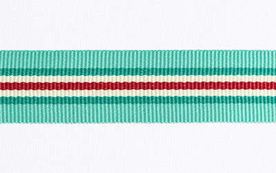Petersham Ribbon - Striped – Red/ Light Cream / Peacock / Copper Green - 20mm x 1meter