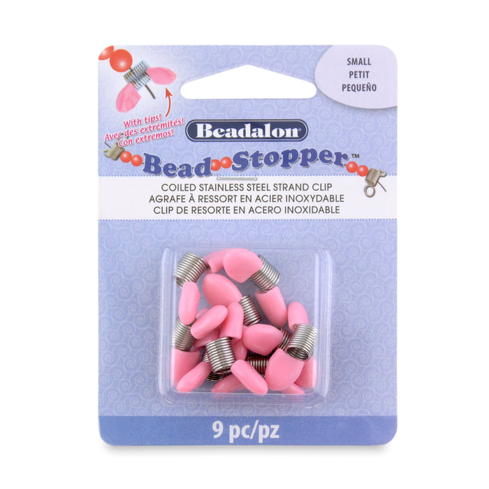 Bead Stopper, Small, Pink Tips, 9 pc