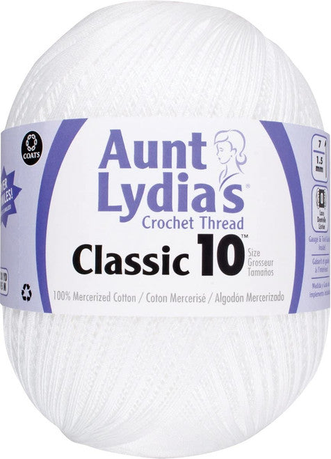 Aunt Lydia's Classic Crochet Thread Size 10 Jumbo-White