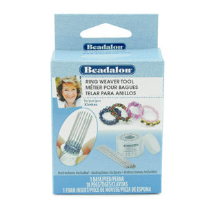 Ring Weaver Tool, by Kleshna Handel, 1 Aluminum Base, 18 Pins, 1 Foam Holder, Ring Size 4 - Small, Ring Size 6 - Medium, Ring Size 9 - Large, Ring Size 11 - Extra Large