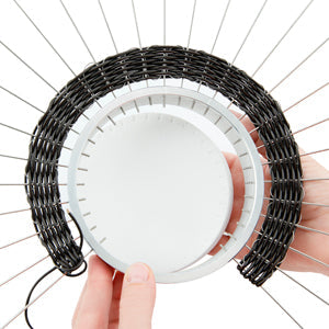 Necklace Weaver Tool, by Kleshna Handel, Aluminum Base, Elastic Spacer Cord, 38 pins, Foam Insert, Latch Hook