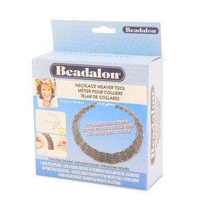 Necklace Weaver Tool, by Kleshna Handel, Aluminum Base, Elastic Spacer Cord, 38 pins, Foam Insert, Latch Hook