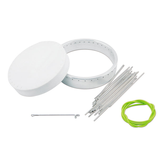 Necklace Weaver Tool, by Kleshna Handel, Aluminum Base, Elastic Spacer Cord, 38 pins, Foam Insert, Latch Hook