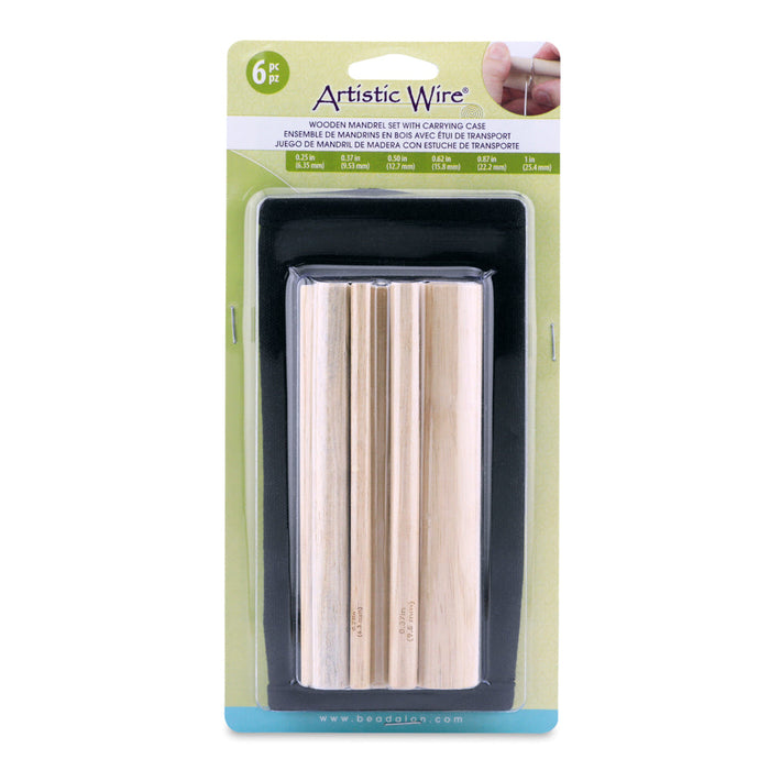 Mandrel Set, 6 Diameters: 0.25 in, 0.375 in, 0.50 in, 0.625 in, 0.875 in, 1 in / 6.35 mm, 9.53 mm, 12.7 mm, 15.88 mm, 22.23 mm, 25.4 mm, 5.5 in / 139.7 mm with Case