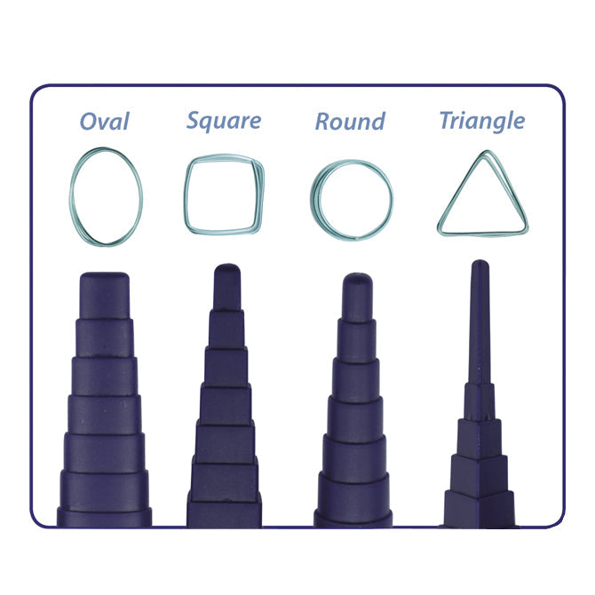 Plastic Step Up Multi size and shape Mandrels with Interchangeable Handle, Round, Oval, Square, Triangle, 4 pc