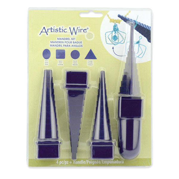 Plastic Step Up Multi size and shape Mandrels with Interchangeable Handle, Round, Oval, Square, Triangle, 4 pc