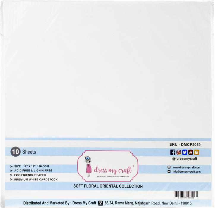 Dress My Crafts Flower Making Specialty Paper 12"X12" 10/Pkg-White, Smooth