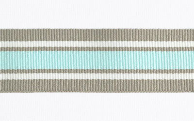 Petersham Ribbon - Striped – Taupe / Natural White / Aqua (25mm x 1 Meter)