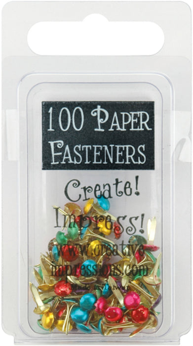 Creative Impressions - Mini Metal Paper Fasteners 3mm 100/Pkg Round - Metallic