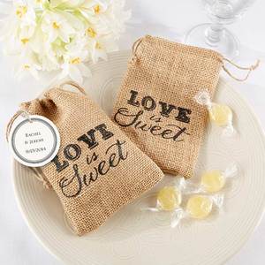 Kate Aspen - "Love is Sweet" Burlap Drawstring Favor Bag - Set of 12