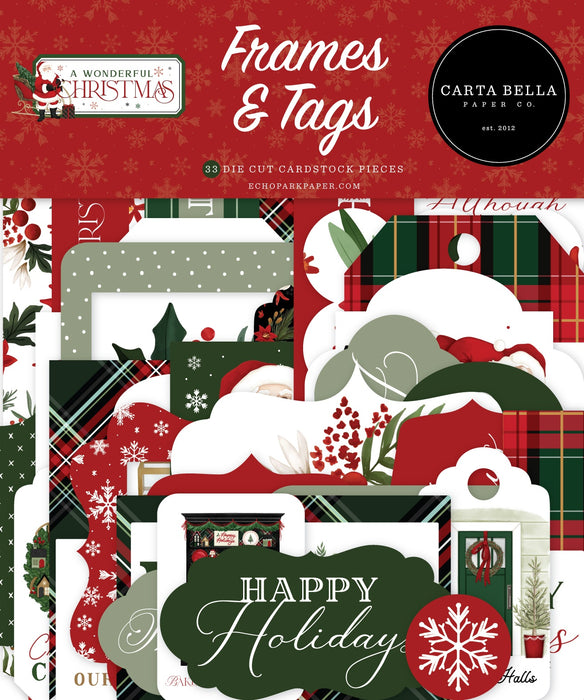 Carta Bella Cardstock Ephemera-Frames & Tags, A Wonderful Christmas
