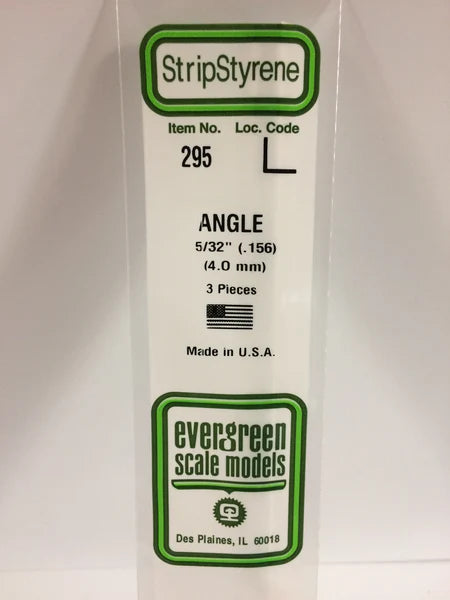 Evergreen Scale Models-295 - .156" (4.0mm) OPAQUE WHITE POLYSTYRENE ANGLE