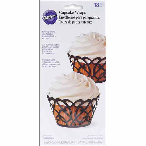 Wilton - Standard Cupcake Wraps - Black Swirls 18/Pkg